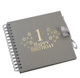 Wholesale Trade Pack of 10 - 1st Birthday Scrapbooks With Star Design Birthday Photo Album ukgiftstoreonline Grey