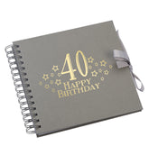 Wholesale Trade Pack of 10 - 40th Birthday Scrapbooks With Star Design Birthday Photo Album ukgiftstoreonline Grey