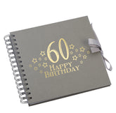 Wholesale Trade Pack of 10 - 60th Birthday Scrapbooks With Star Design Birthday Photo Album ukgiftstoreonline Grey