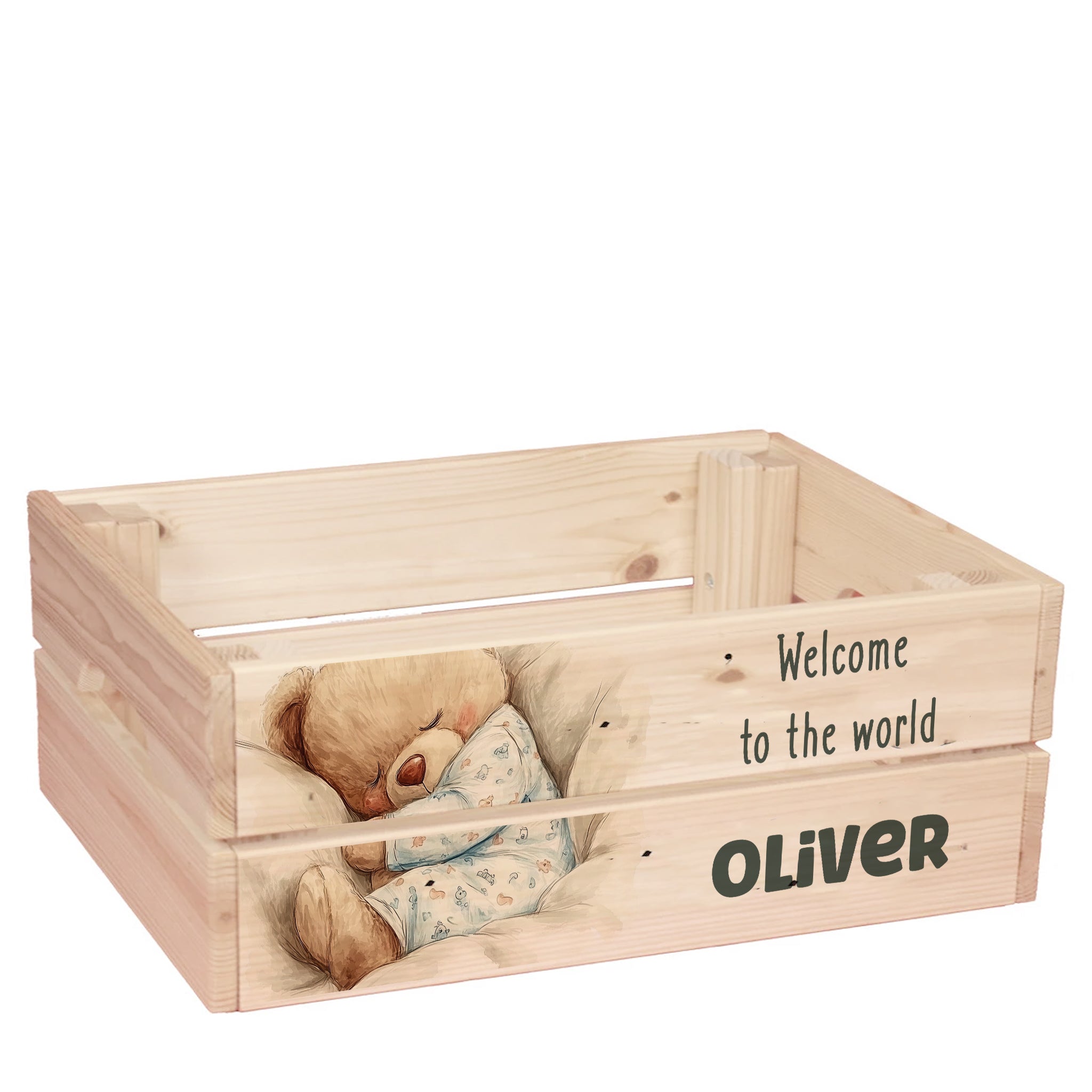 Personalised Baby Wood Crate | Custom Baby Gift Storage Box & Keepsake Hamper ukgiftstoreonline
