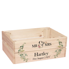 Personalised Wedding Crate, Wooden Mr and Mrs Crate, Wedding Hamper Decor storage crate ukgiftstoreonline