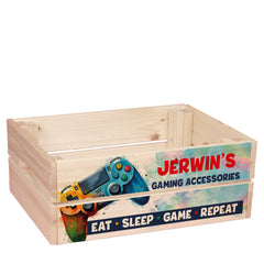 Personalised Gamer Storage Box – Kids Room Storage Crate with Handles ukgiftstoreonline