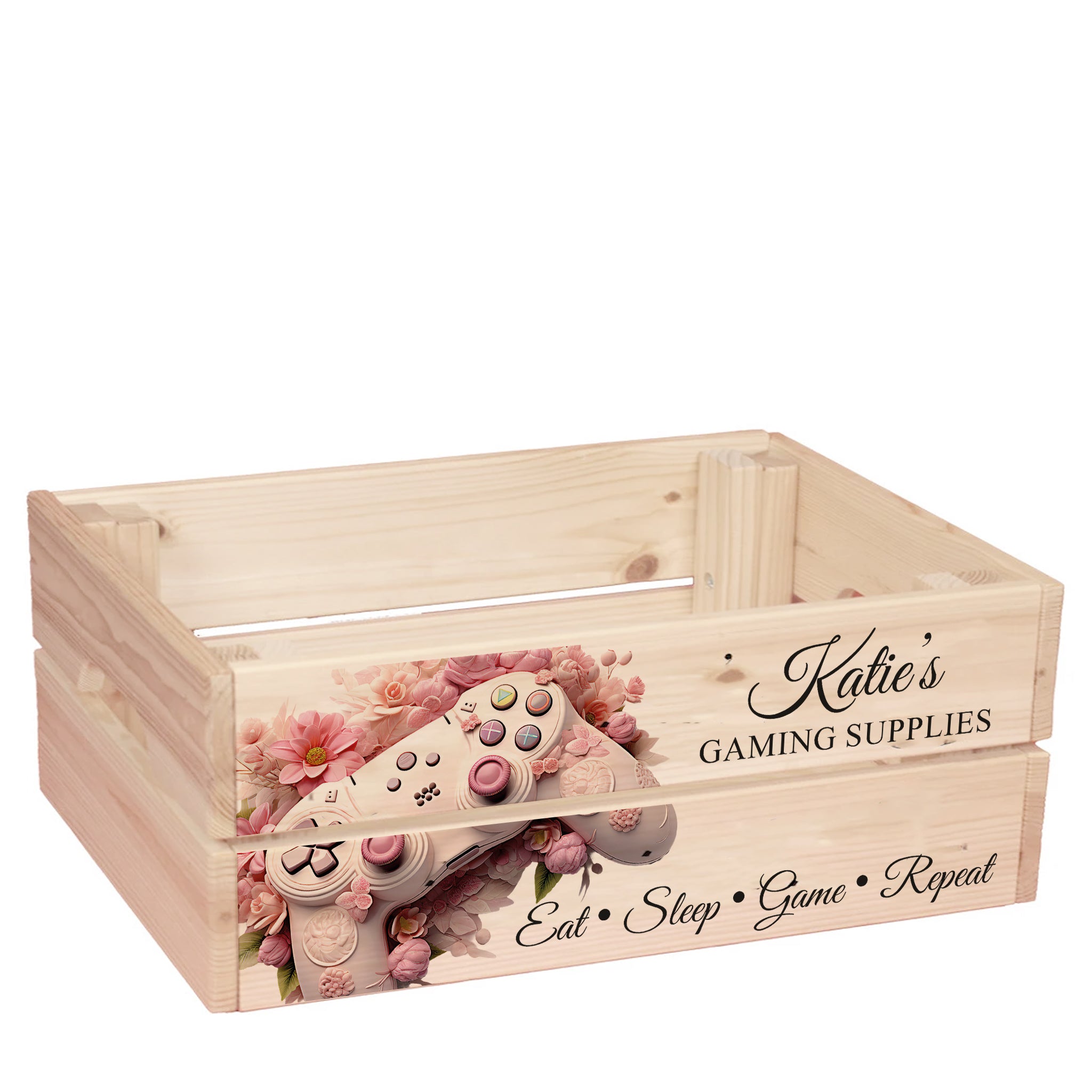 Personalised Gamer Storage Box - Custom Kids Room Storage Crate for Girls ukgiftstoreonline