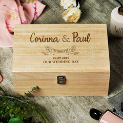 Personalised Large Wedding wooden Memories Keepsake Box