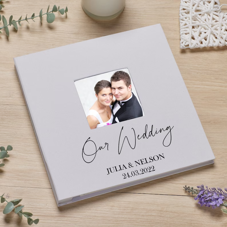 Personalised Self Adhesive Hardcover Large Linen Wedding Photo Album personalised photo album ukgiftstoreonline