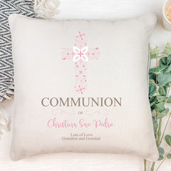 Personalised Communion Ornate Cross Design Cushion Gift ukgiftstoreonline