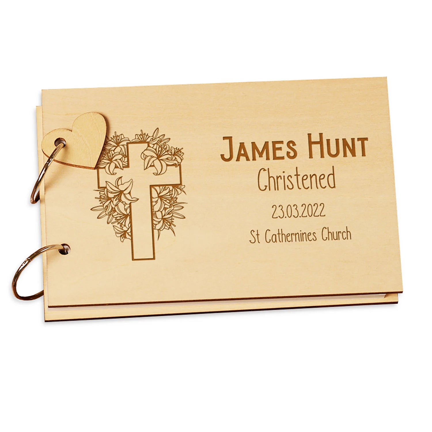 Personalised Christening Scrap Book or Guest Book Floral Cross ukgiftstoreonline