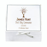 Personalised Holy Communion White Keepsake Box With Host Design ukgiftstoreonline