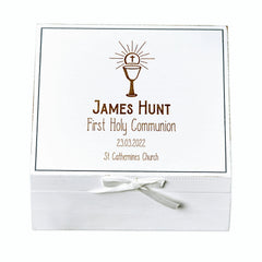 Personalised Holy Communion White Keepsake Box With Host Design ukgiftstoreonline