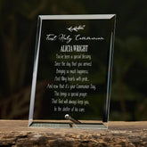First Holy Communion Sentiment Personalised Glass Plaque Gift Leaf Design ukgiftstoreonline