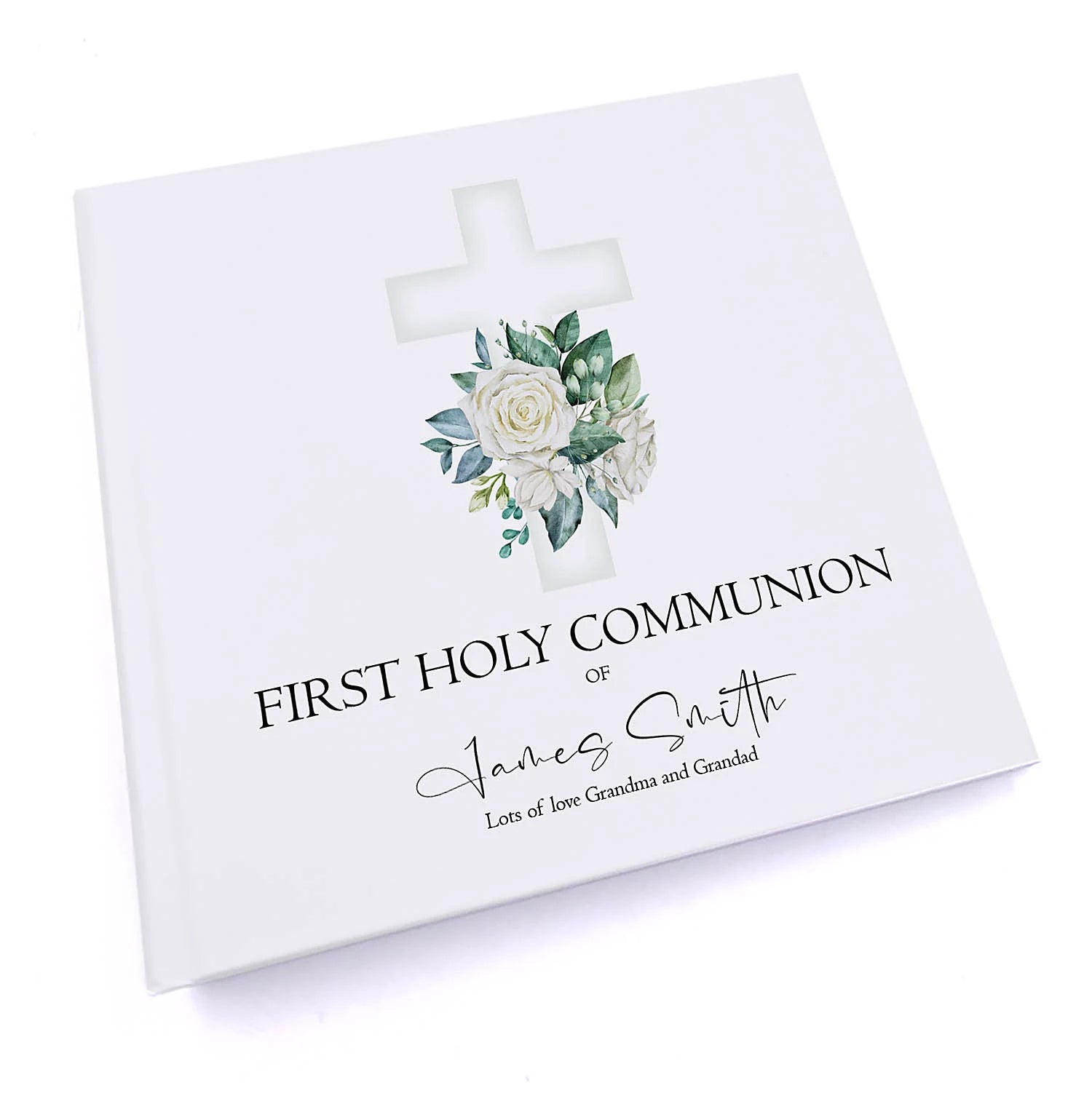 Personalised Communion 6x4" Slip in Photo Album Gift With Green Cross ukgiftstoreonline