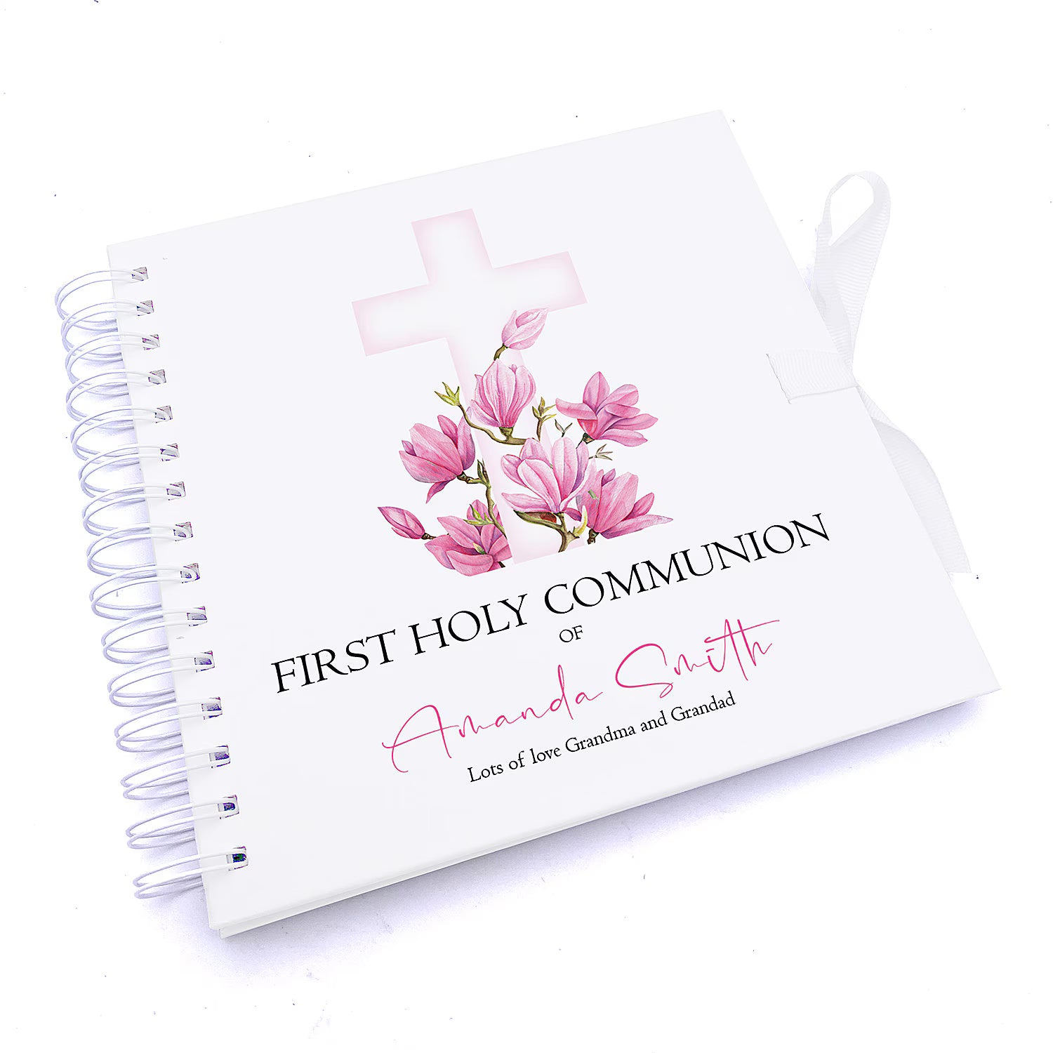Personalised First Holy Communion Pink Cross Guestbook Scrapbook Photo Album ukgiftstoreonline