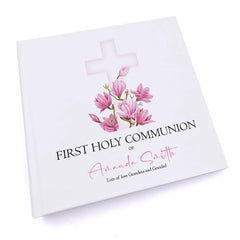 Personalised Communion 6x4" Slip in Photo Album Gift With Pink Cross ukgiftstoreonline