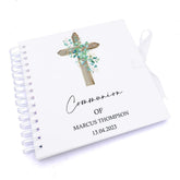 Personalised Communion Guestbook Scrapbook Photo Album With wood Cross ukgiftstoreonline
