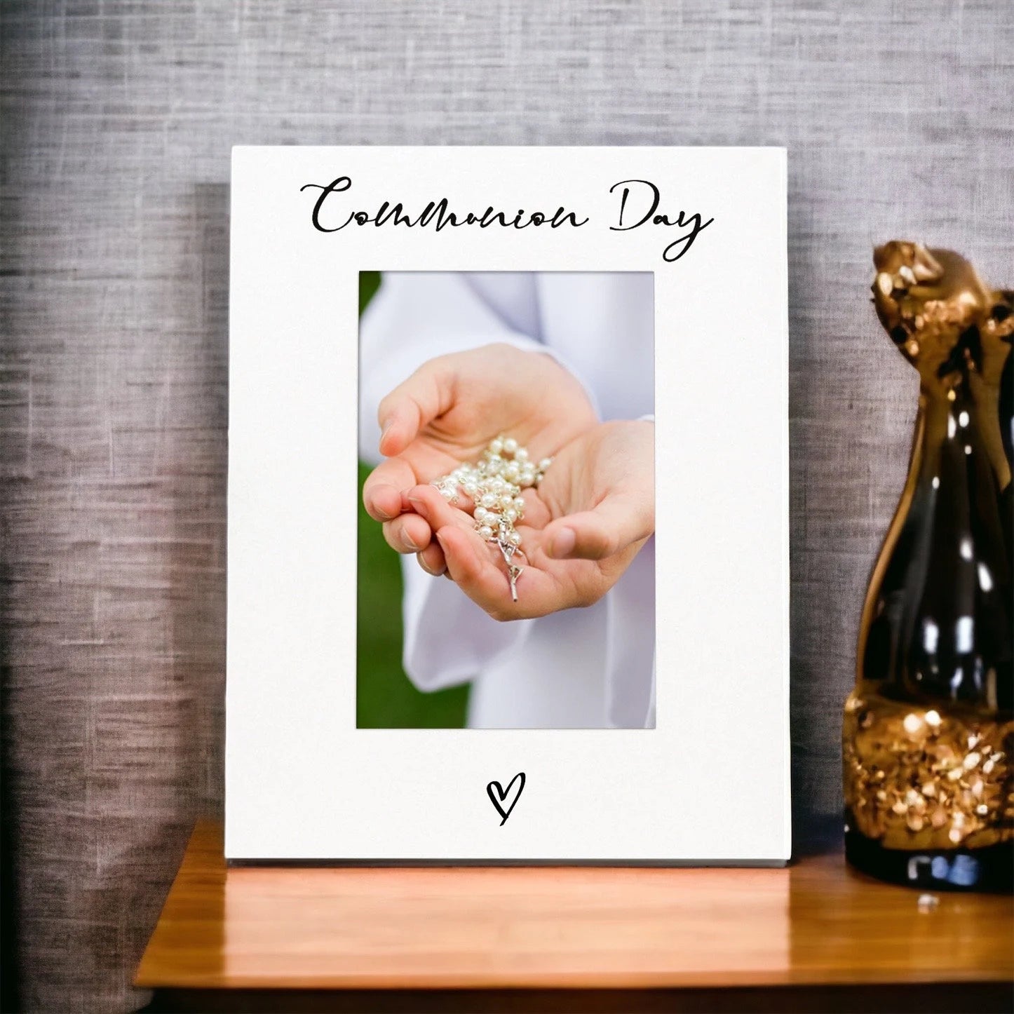White 6x4 Portrait Picture Photo Frame Communion Day Heart ukgiftstoreonline