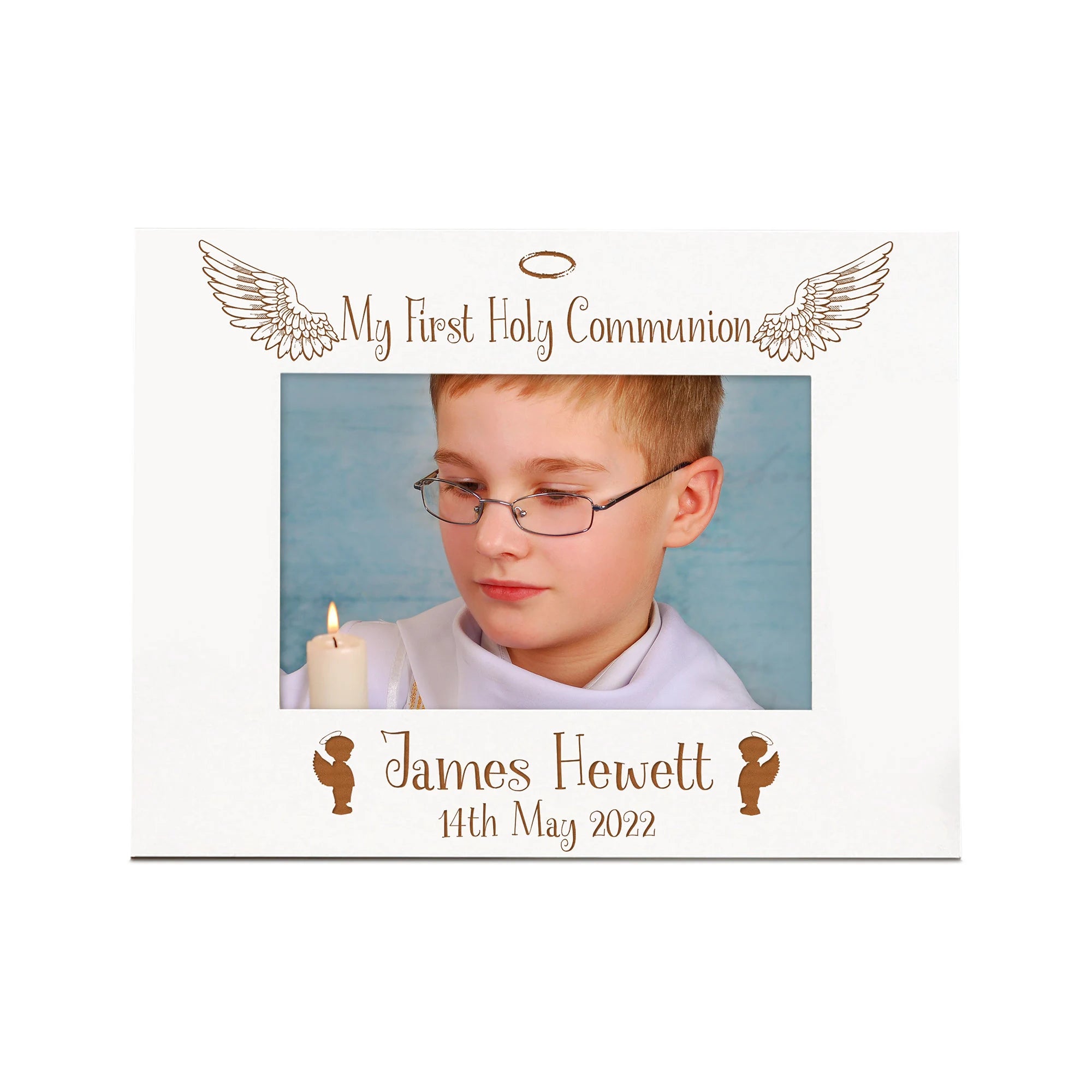 White Boys First Holy Communion Personalised Photo Frame Gift ukgiftstoreonline