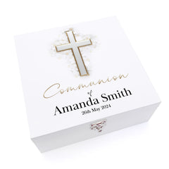 Personalised Communion Wooden Box Memories Keepsake Gift ukgiftstoreonline