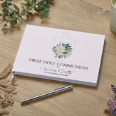 Personalised Communion Lined Guestbook 80 Pages With Green Cross ukgiftstoreonline