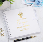 Personalised Holy Communion Guestbook, Photo Album or Scrapbook With Cross ukgiftstoreonline