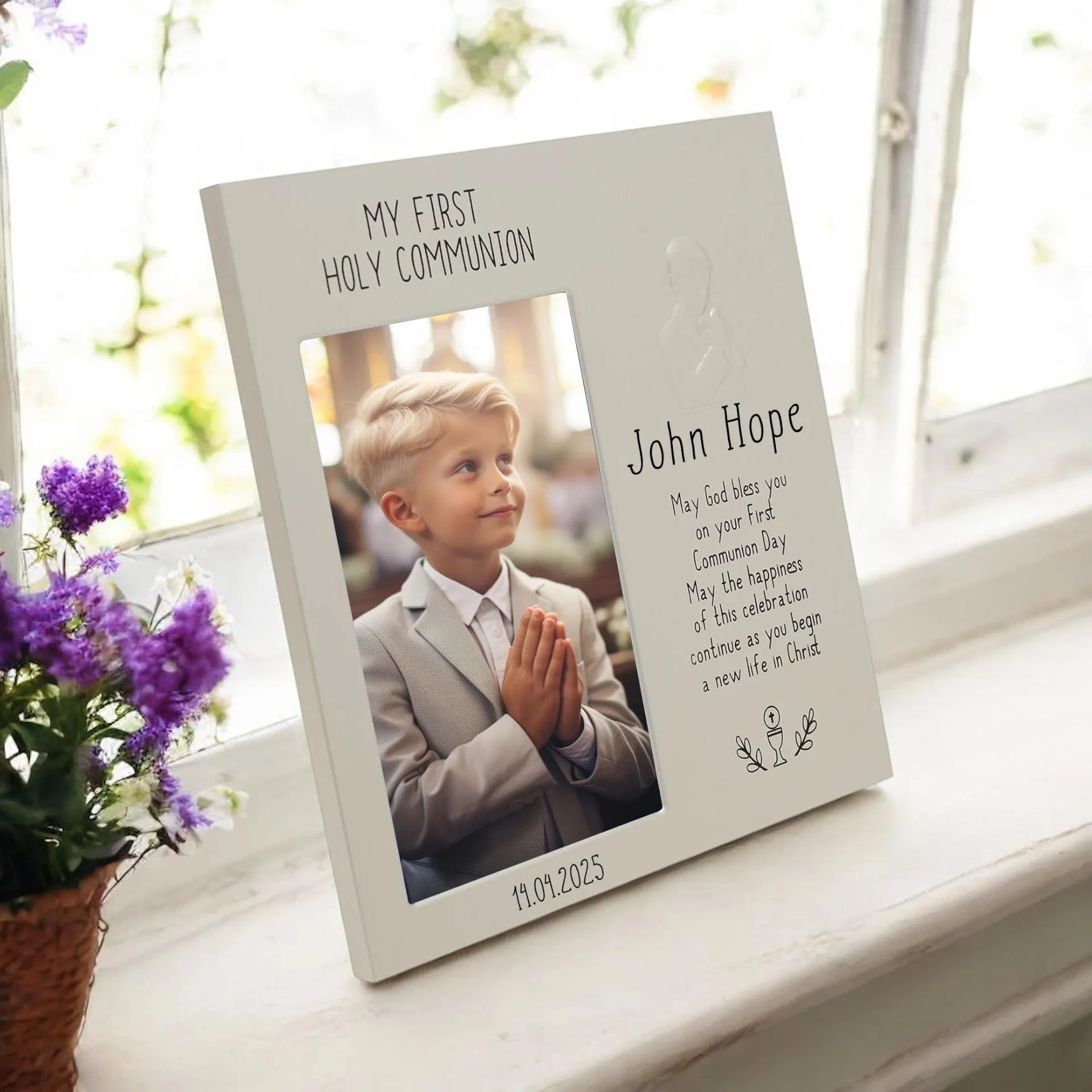First Holy Communion Gift, Printed Boy's Holy Communion Photo Frame ukgiftstoreonline