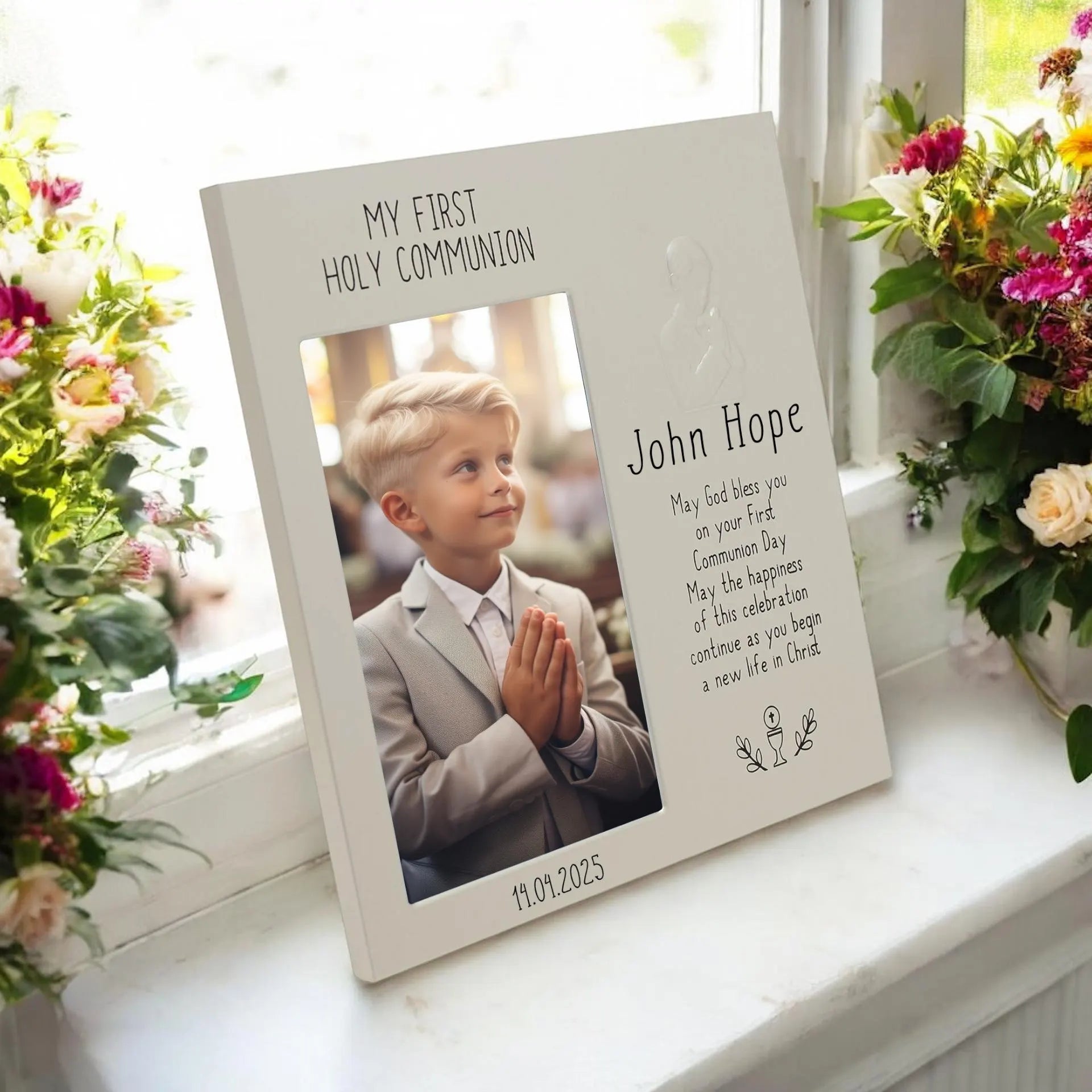 First Holy Communion Gift, Printed Boy's Holy Communion Photo Frame ukgiftstoreonline