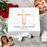Personalised Communion Keepsake Memory Box Gift With Marble Cross ukgiftstoreonline Ribbon Medium