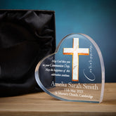 Personalised Communion Heart Block With Marble Cross In Gift Box ukgiftstoreonline