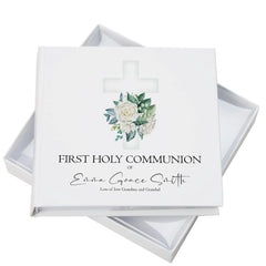 Personalised Communion 6x4" Slip in Photo Album Gift With Green Cross ukgiftstoreonline