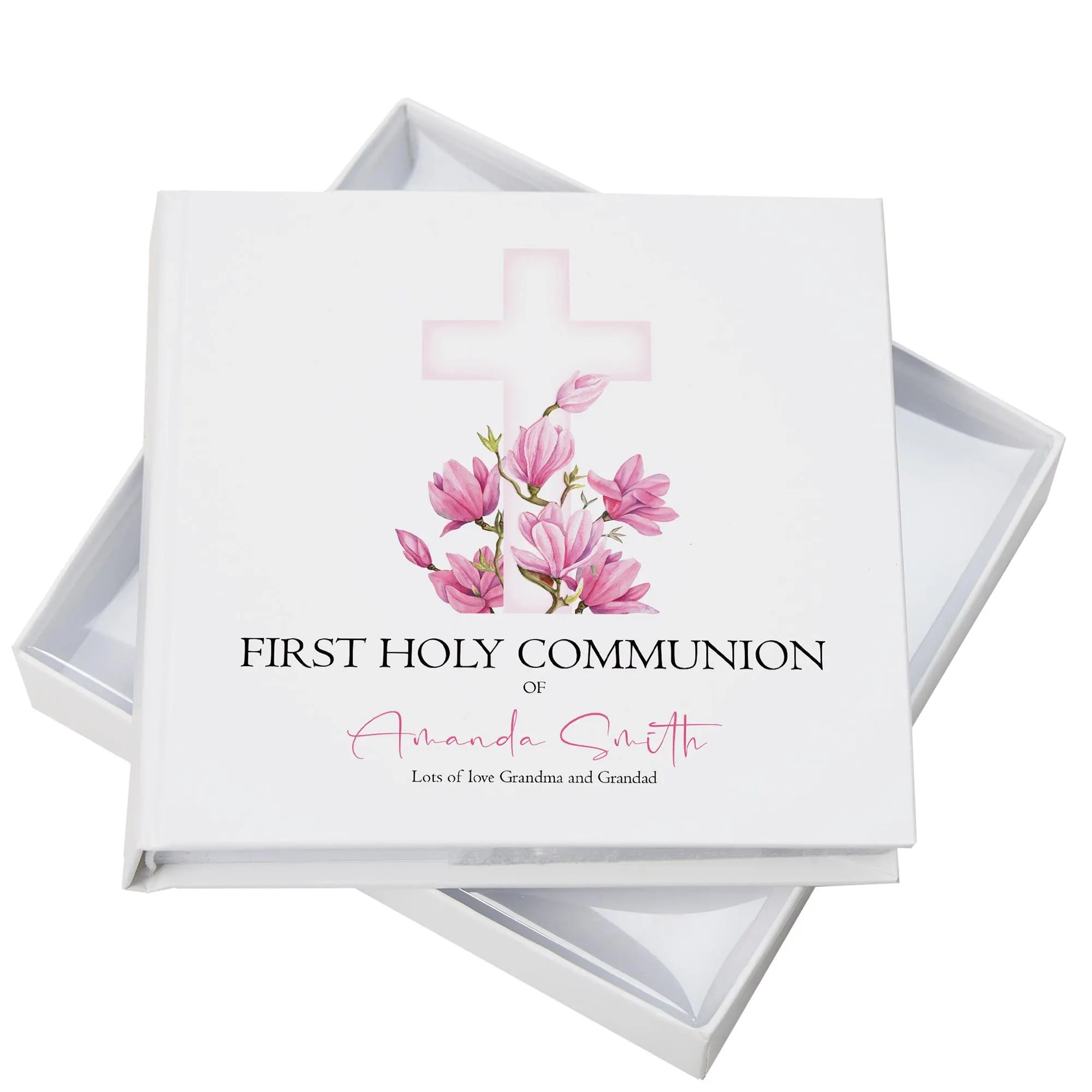 Personalised Communion 6x4" Slip in Photo Album Gift With Pink Cross ukgiftstoreonline