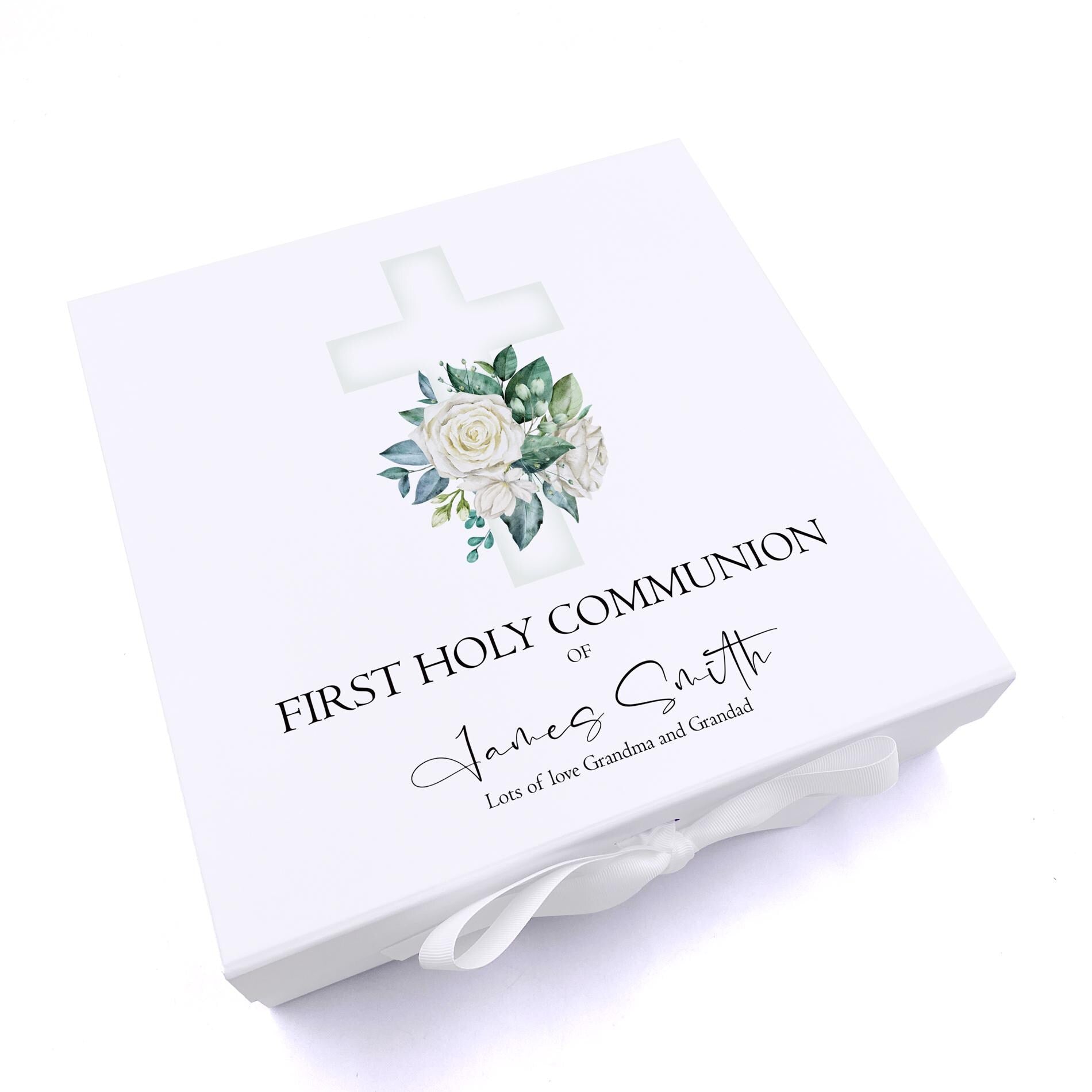 Personalised First Holy Communion Green Cross Keepsake Memory Box Gift ukgiftstoreonline
