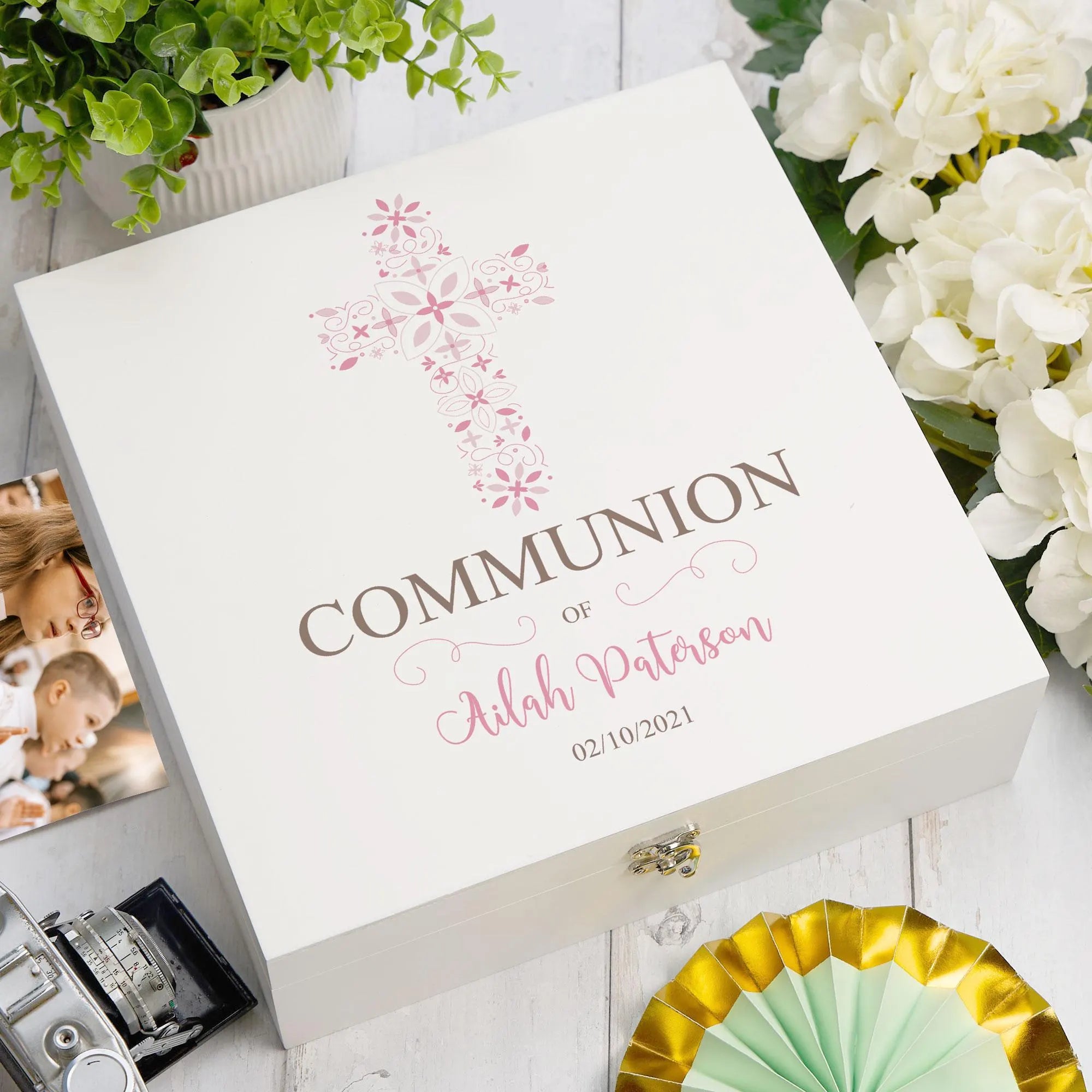 Personalised First Holy Communion ornate cross Keepsake Wooden Box Gift ukgiftstoreonline