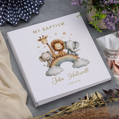 Large Personalised Book Bound My Christening-Baptism-First Holy Communion-Confirmation Memory Book Safari Animals Design Photo Album ukgiftstoreonline