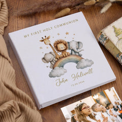Large Personalised Book Bound My Christening-Baptism-First Holy Communion-Confirmation Memory Book Safari Animals Design Photo Album ukgiftstoreonline