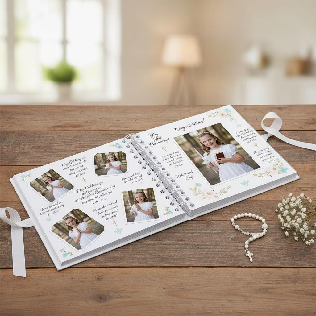 Personalised First Holy Communion Pink Cross Guestbook Scrapbook Photo Album ukgiftstoreonline