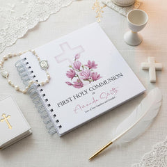 Personalised First Holy Communion Pink Cross Guestbook Scrapbook Photo Album ukgiftstoreonline