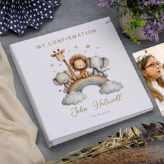 Large Personalised Book Bound My Christening-Baptism-First Holy Communion-Confirmation Memory Book Safari Animals Design Photo Album ukgiftstoreonline