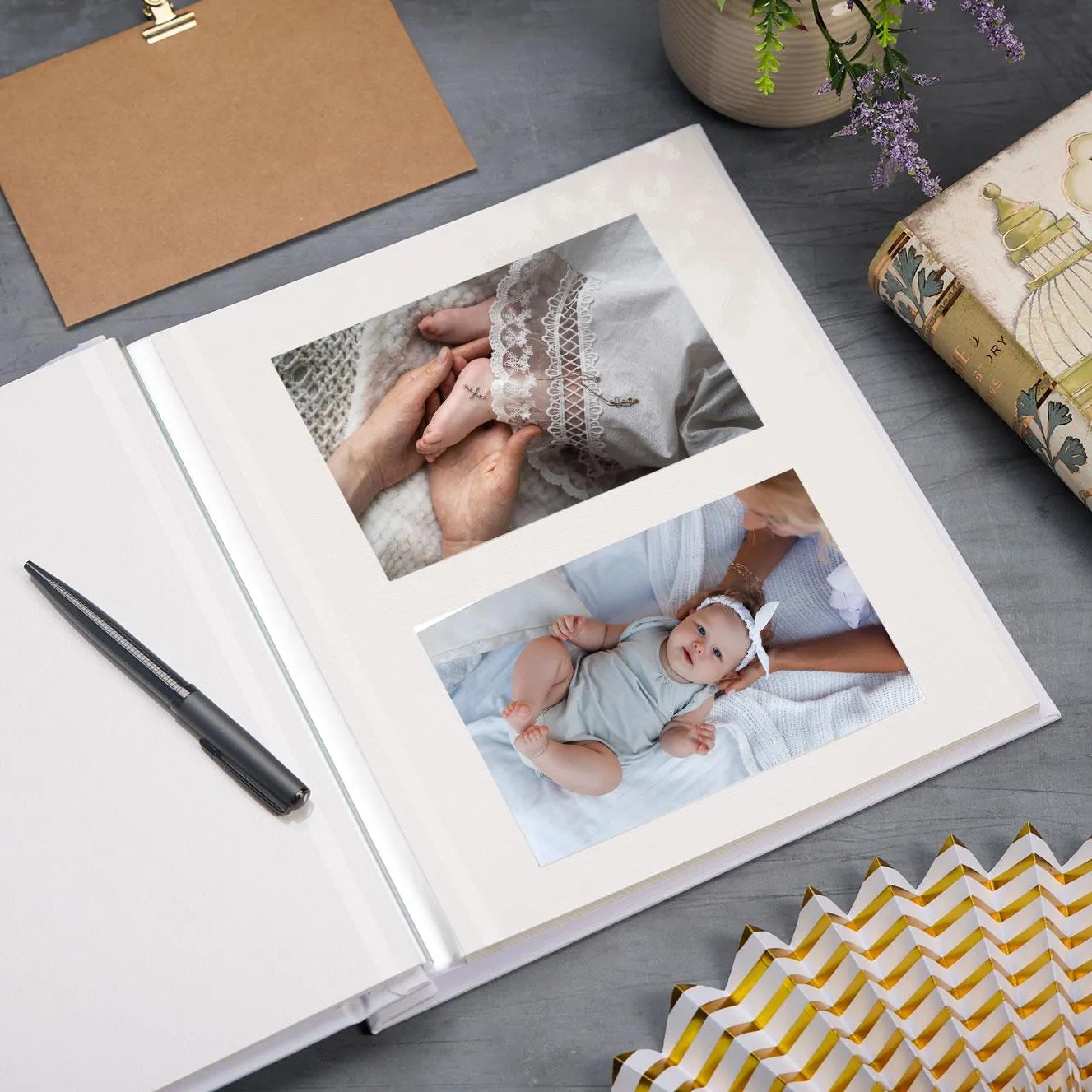 Personalised Large Linen Self-Adhesive My Christening-Baptism-First Holy Communion-Confirmation Photo Album Safari Animal Design ukgiftstoreonline