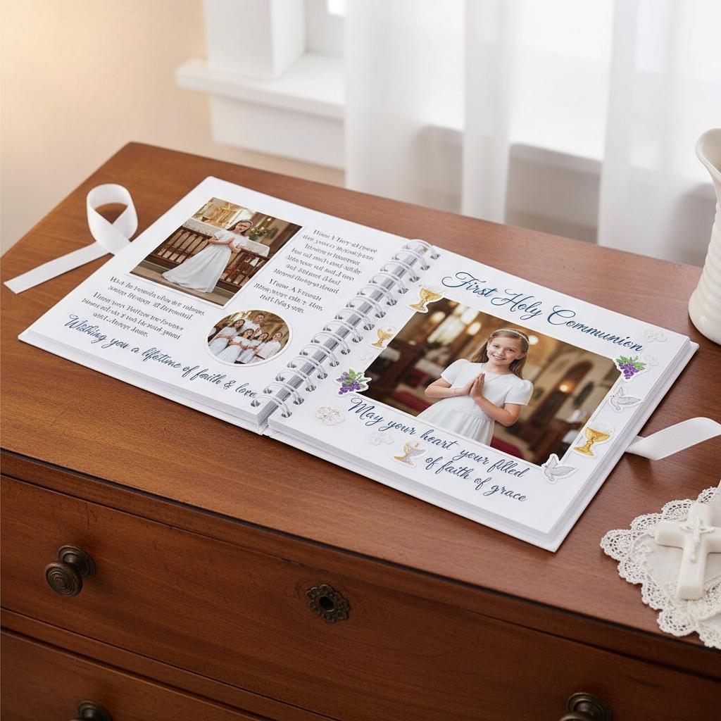 Personalised First Holy Communion Pink Cross Guestbook Scrapbook Photo Album ukgiftstoreonline
