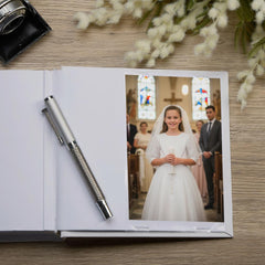 Personalised First Holy Communion Photo Album With Marble Cross ukgiftstoreonline
