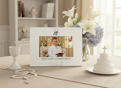 Personalised First Holy Communion Gift Photo Frame With Blue Cross for Boy ukgiftstoreonline