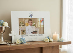 Personalised First Holy Communion Gift Photo Frame With Blue Cross for Boy ukgiftstoreonline