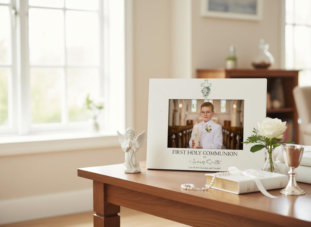 Personalised First Holy Communion Photo Frame With Green Cross Gift ukgiftstoreonline