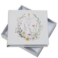Personalised Christening Baptism Communion, Delicate Floral Design Photo Album In Gift Box ukgiftstoreonline