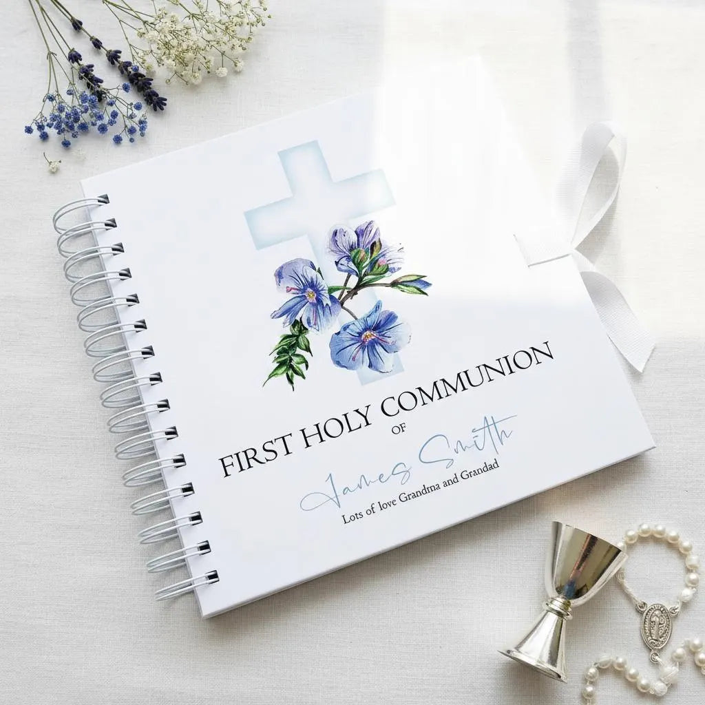 Personalised First Holy Communion Blue Cross Guestbook Scrapbook Photo Album ukgiftstoreonline
