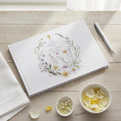 Personalised Large A4 Hardcover Linen Guest Book For Christening Baptism Communions