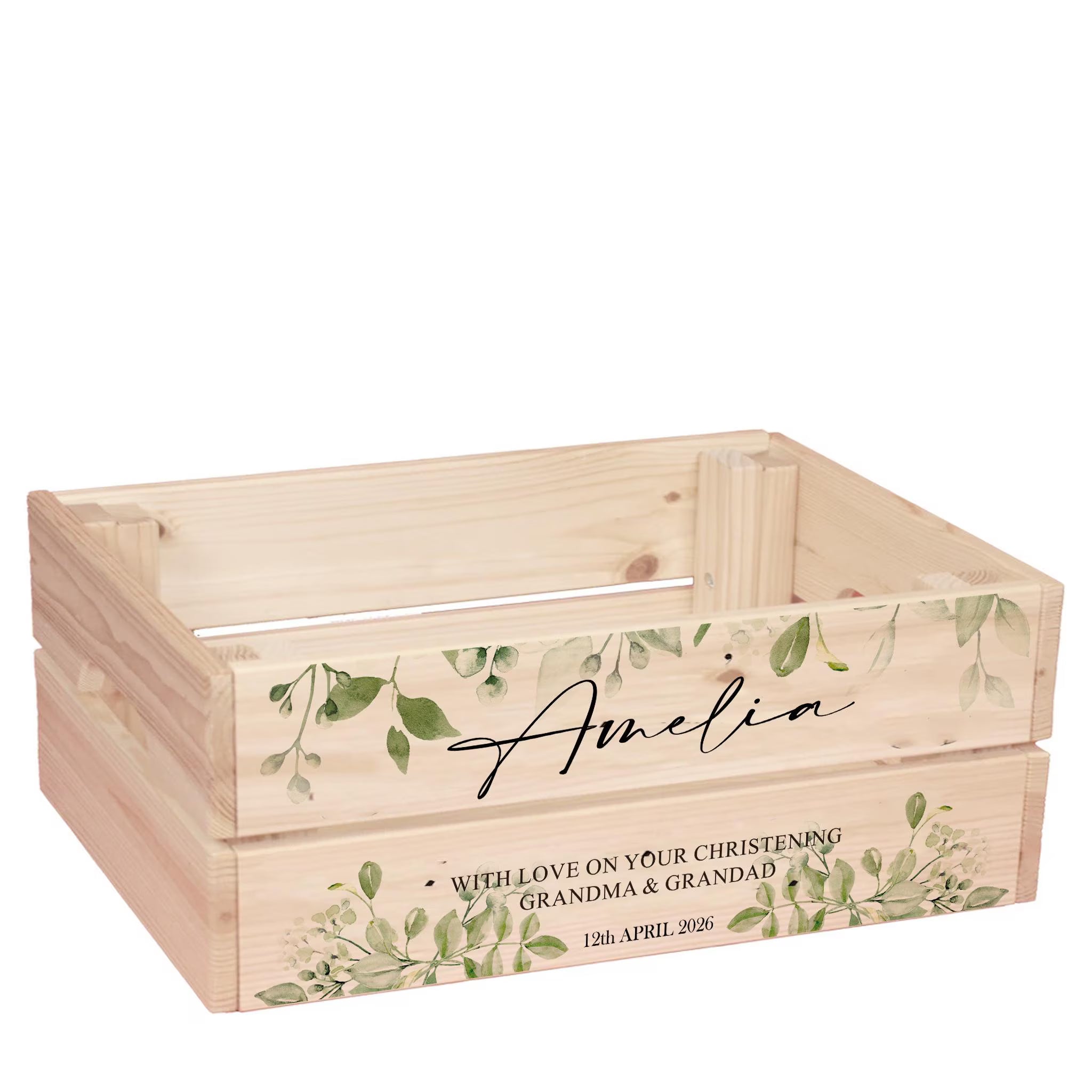 Personalised Crate Box Gift For Christening Baptism Communion or Confirmation ukgiftstoreonline