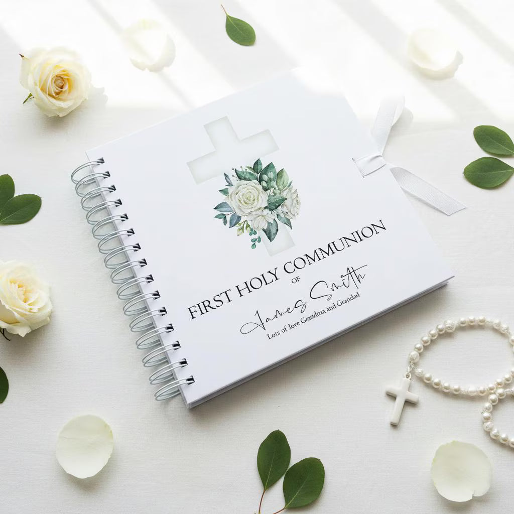 Personalised First Holy Communion Green Cross Guestbook Scrapbook Photo Album ukgiftstoreonline