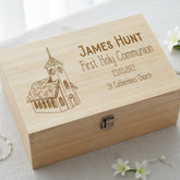 Personalised Large Wooden Communion Memory Keepsake Box Church Design ukgiftstoreonline