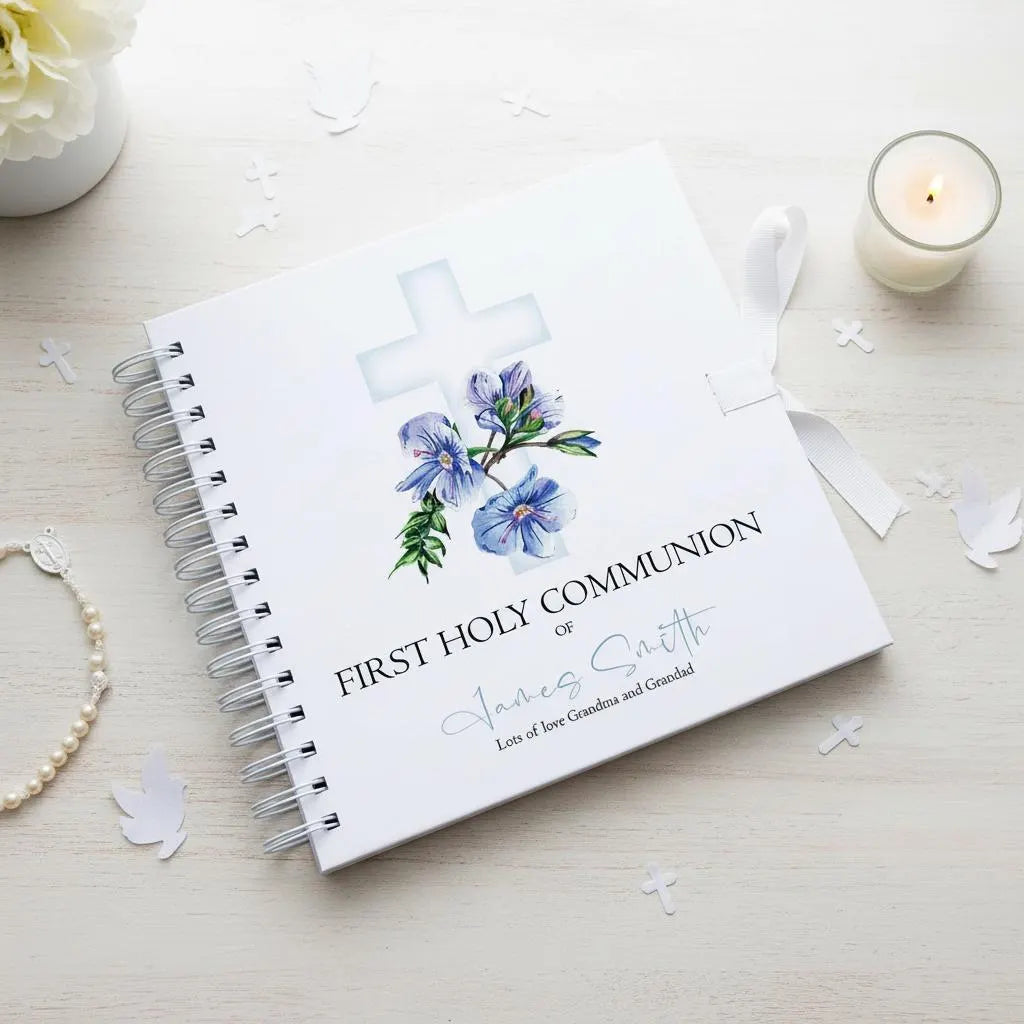 Personalised First Holy Communion Blue Cross Guestbook Scrapbook Photo Album ukgiftstoreonline