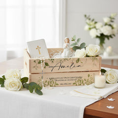 Personalised Crate Box Gift For Christening Baptism Communion or Confirmation ukgiftstoreonline